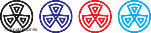 Radiation icon set. warning of dangerous radiation. nuclear power button icon. Radioactive Vector Icons Set, hazard and radiation symbol collection featuring nuclear warning signs