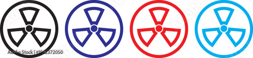 Radiation icon set. warning of dangerous radiation. nuclear power button icon. Radioactive Vector Icons Set, hazard and radiation symbol collection featuring nuclear warning signs