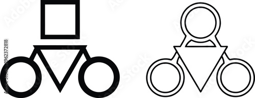 Comparison of traditional and modern bicycle symbols with helmet indication Vector