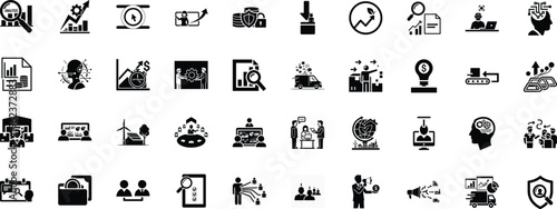Comprehensive icons representing business, technology, and innovation concepts