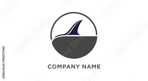 Shark fin in a circle logo.