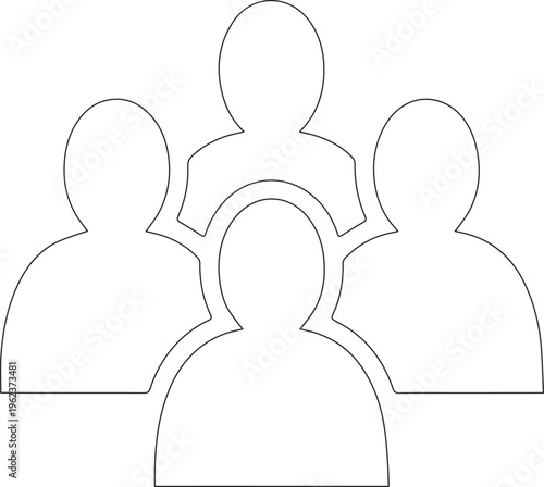 Outline Group Avatar Icon Representing Team Collaboration Concept