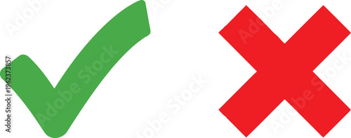 Visual representation of correct and incorrect indicators using checkmark and cross symbols Vector