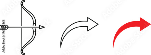 Transition from traditional bow to modern curved arrow symbol Vector