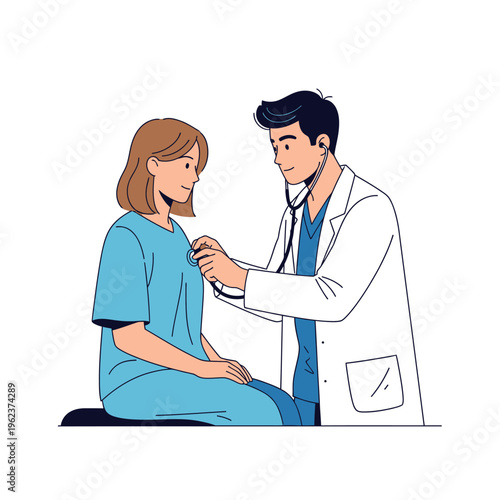 Doctor examining a female patient.
