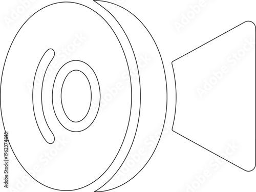 Side View Professional Video Camera Contour Illustration