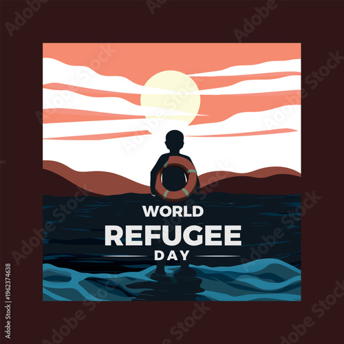 World refugee day awareness illustration