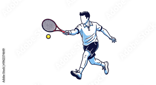 Man playing tennis with racket and ball.