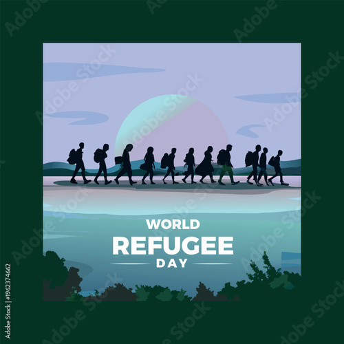 A group of refugees walking together on world refugee day