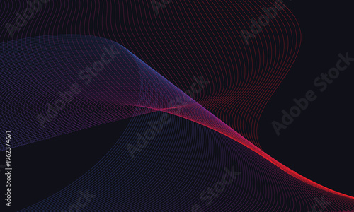 Modern abstract wave vector graphic illustration featuring dynamic flowing lines and vibrant gradient colors, ideal for technology and digital art designs.