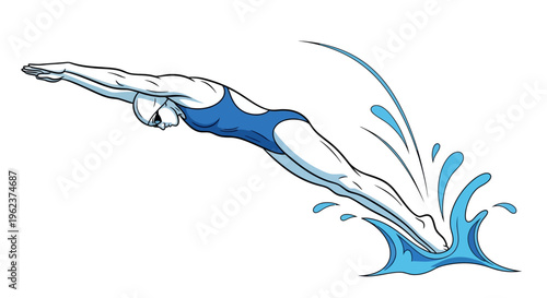 a person diving into a pool of water.