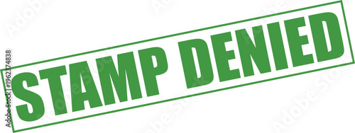 Vector green stamp denied seal with diagonal layout and textured border