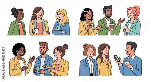 Diverse group of people communicating.