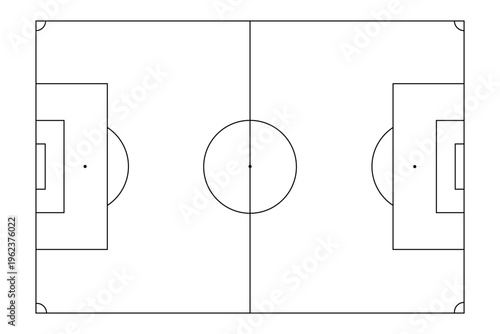 Tactical soccer field plan. Sport pitch playbook and line strategy. Soccer field layout top view isolated on transparent background. Football pitch line diagram, vector