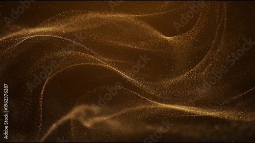 Soft golden dust waves forming layered flowing bands with drifting particles in deep dark space in smooth seamless cinematic motion
