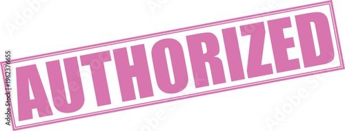 Vector pink stamp graphic authorized with the stamp has a pink hue and a dashed border