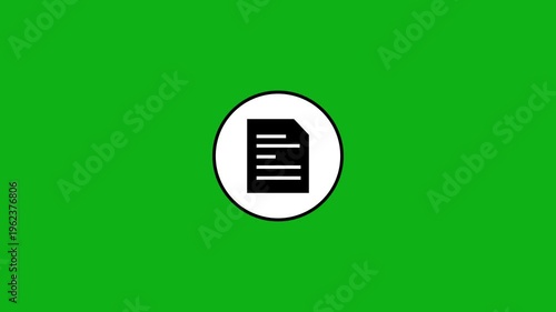 Document icon animation zoom in and out motion graphics on green screen background video.