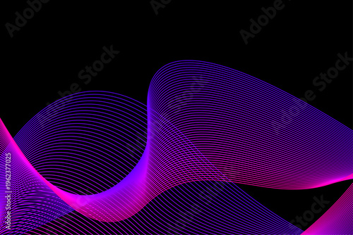 ラインが流れる未来的デジタルウェーブ抽象背景　ピンク
