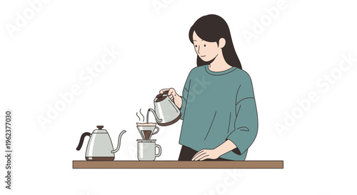 Woman pouring coffee into a mug.