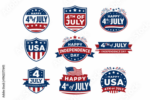 Collection of 4th of july badges and logos