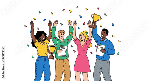 Diverse group of people celebrating together.