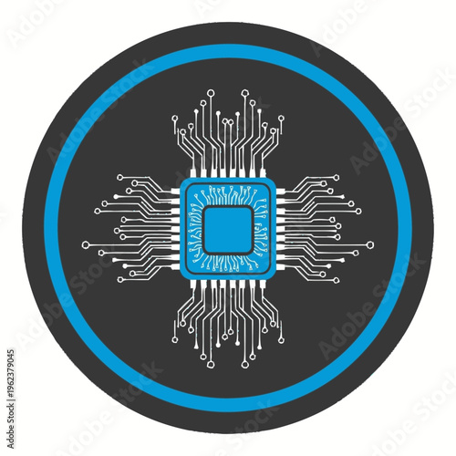 Central Microchip Processor with Integrated Circuitry.