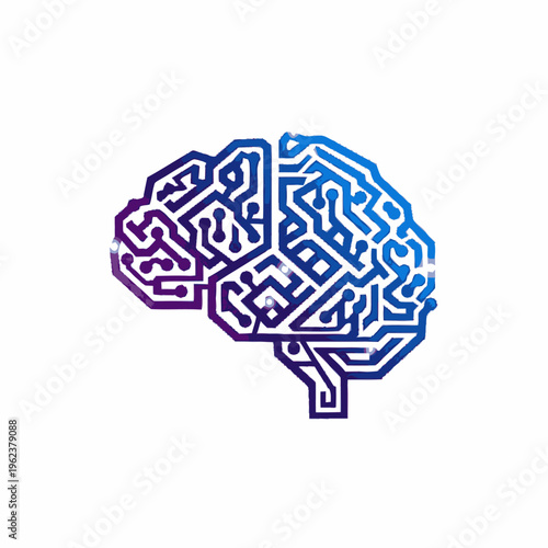 Digital Brain Circuit Board Technology Concept.