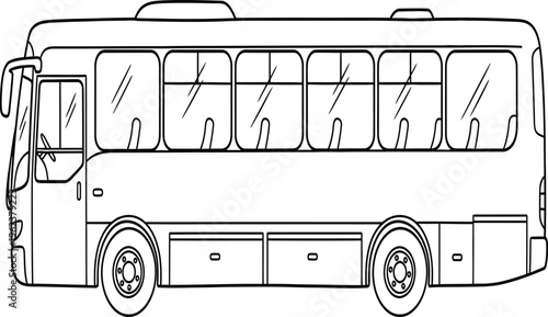 Side view of a large coach bus