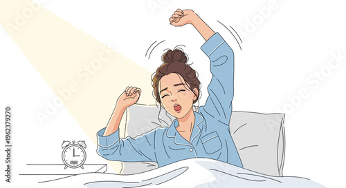 Woman waking up in the morning.