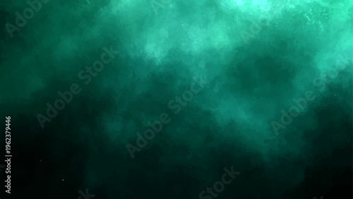 Mysterious emerald nebulosity abstract atmospheric background dark green color gradients and ethereal dreamscape and textured surface and sublime visual.