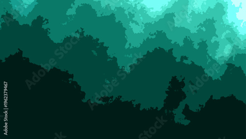 Abstract turquoise teal landscape evokes tranquil and refreshing natural environment and artful visual texture and vibrant shades and graphic artwork peaceful sensation.