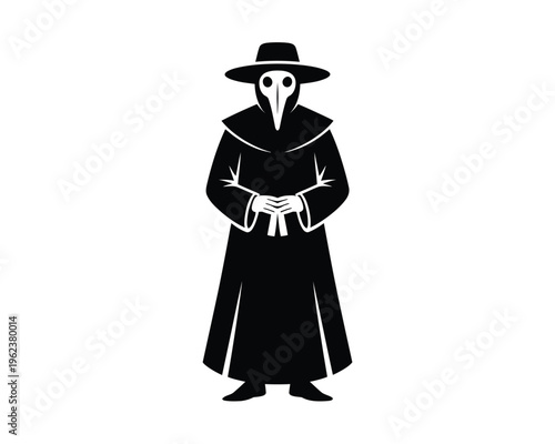 Black silhouette of a plague doctor