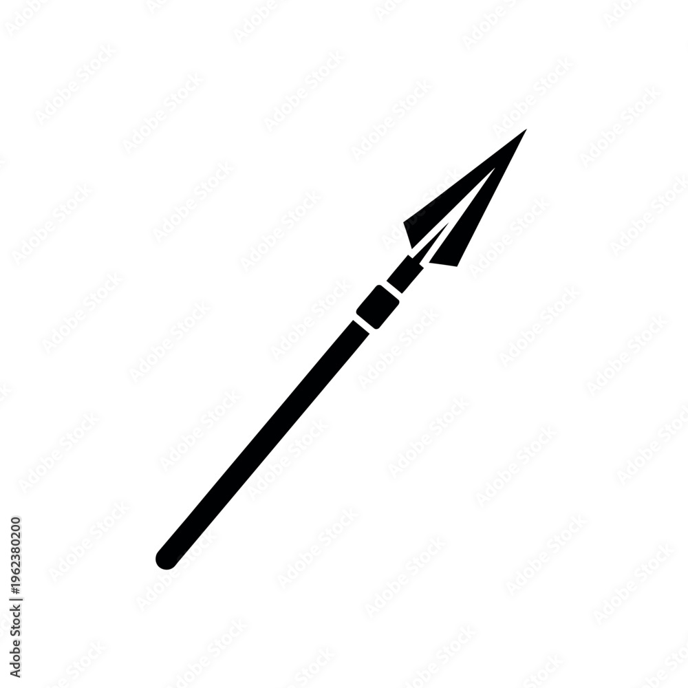 Naklejka premium Black silhouette of a sharp spear weapon.