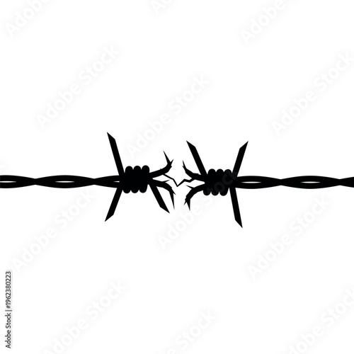 Broken barbed wire fence segment.