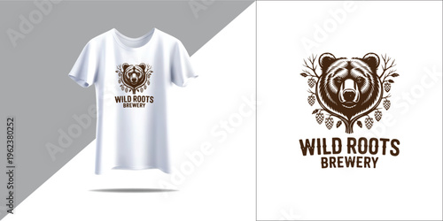 Wild Roots Brewery Logo & Branding Design – Craft Beer Typography, Rustic Artisan Badge, Vector PNG for Merchandise & Print