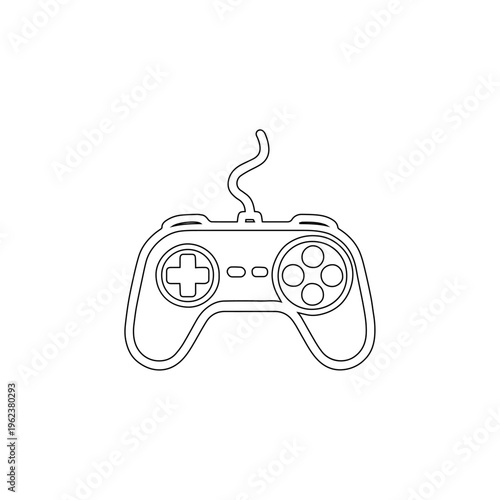 retro game controller outline icon video gaming joystick illustration