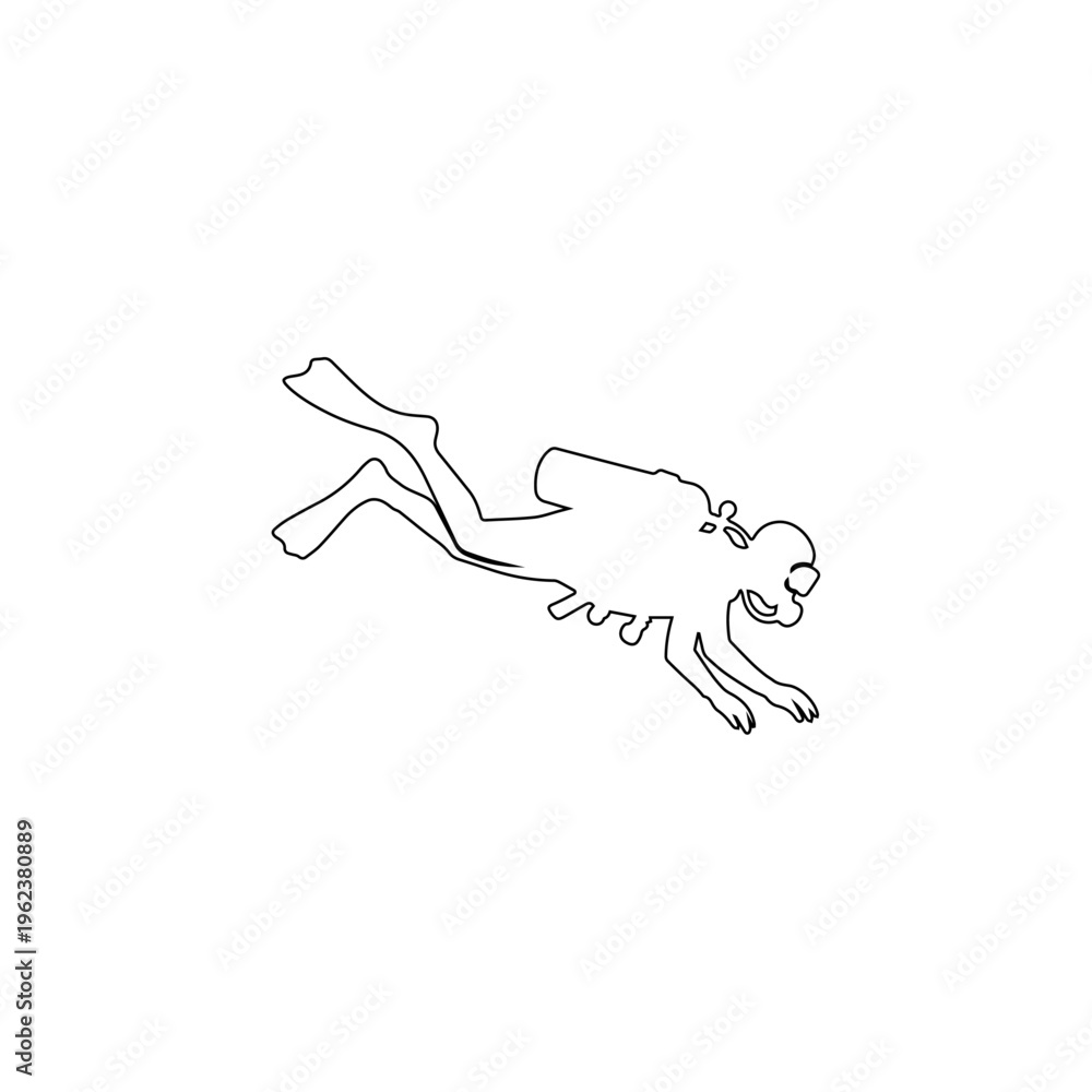 Fototapeta premium scuba diver outline swimming underwater