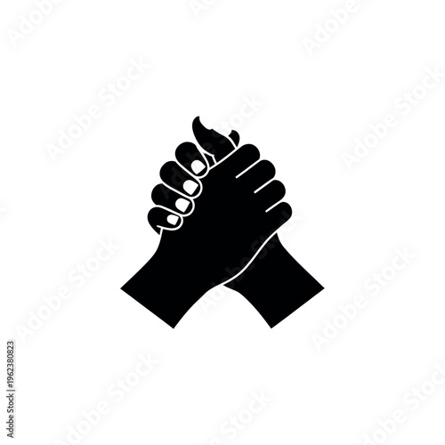 Two hands clasped together in a strong grip.