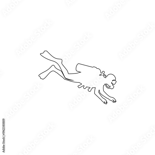 scuba diver outline swimming underwater