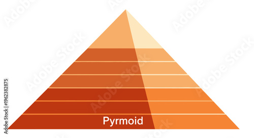 A colorful orange pyramid with horizontal lines and the word 'Pyrmoid' at the base against a white background.
