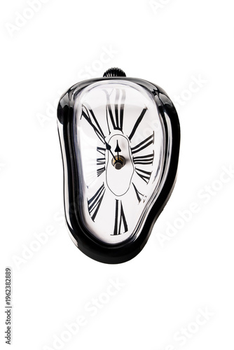 Canvas Print Melting clock on white background