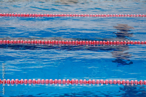 Red Lane Lines Dividing Swimming Pool Lanes