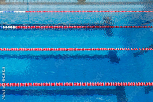 Red Lane Lines Dividing Swimming Pool Lanes