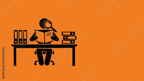 Professional auditor or researcher analyzing documents at office desk