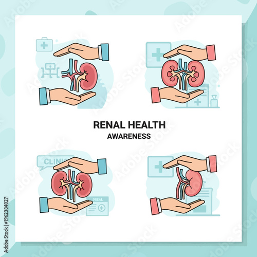 Renal Health Awareness: Hands Protecting Kidneys, Medical Care Concept