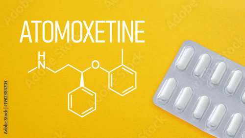 Принти на полотні Atomoxetine medication for ADHD treatment, non stimulant therapy for attention d