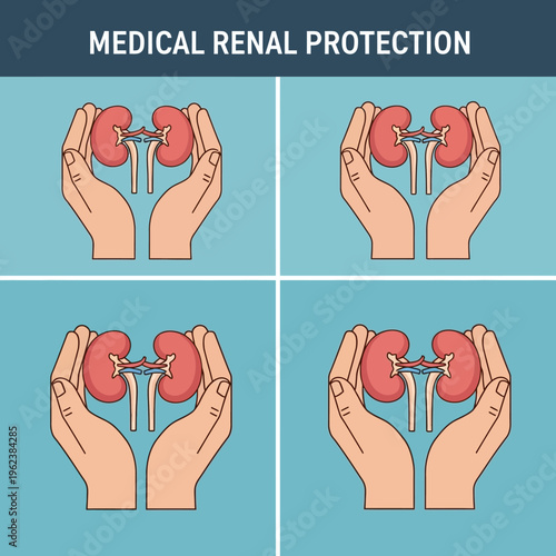 Medical Renal Protection: Hands Cupping Healthy Kidneys