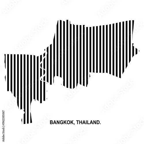 Bangkok Thailand map with vertical striped pattern, abstract city boundary silhouette vector design