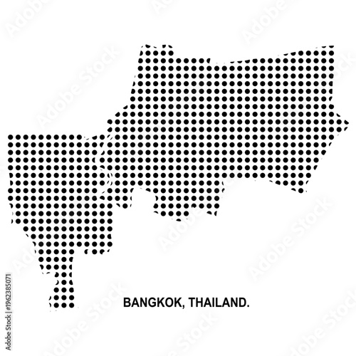 Bangkok Thailand map with dotted pattern texture, city geographic boundary silhouette vector illustration