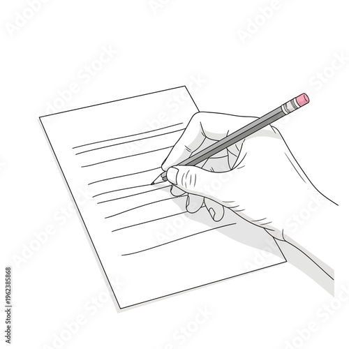 Hand Writing on Paper with Pencil